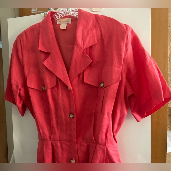 New Brooks Brothers Salmon Belted Linen Dress with Belt Size 10 - Picture 13 of 16